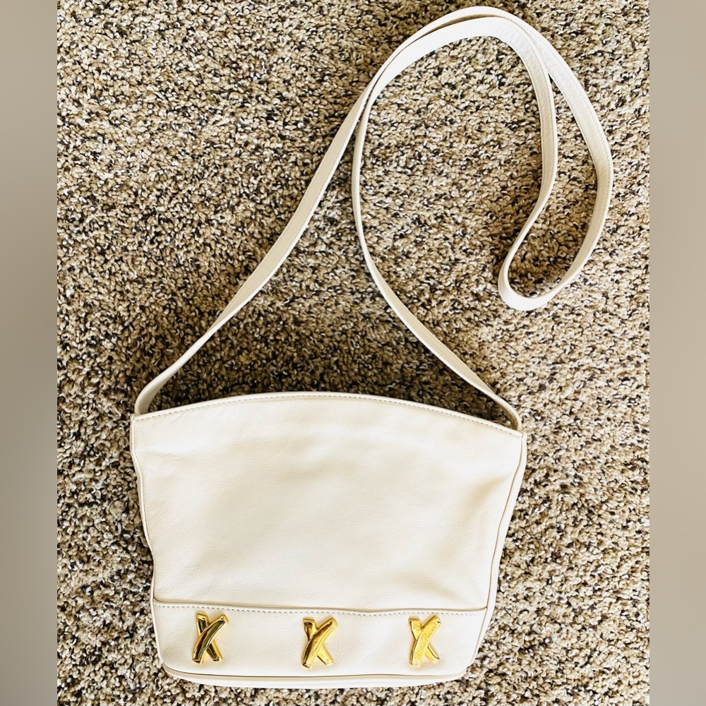 Paloma Picasso Crossbody ivory white leather bag with gold hardware